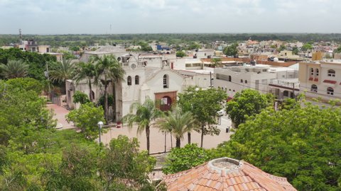 Jun. 2021, Punta Cana, Dominican Republic. Former Spanish colony with historic neighborhood. Aerial footage of the modern and dynamic metropolis in the Caribbean. High quality 4k footage