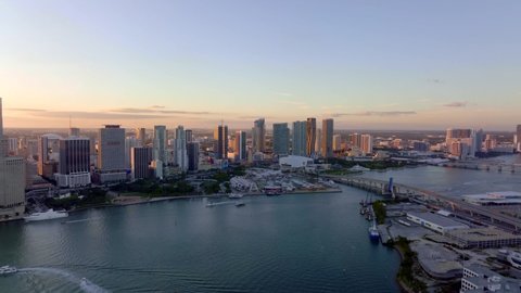 Aerial beautiful Miami skyline 4k