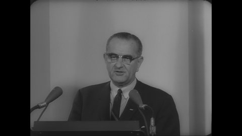 CIRCA 1964 - LBJ gives a speech from the White House on why more American forces are needed in southeast Asia.