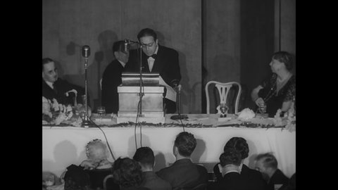 CIRCA 1946 - In a banquet speech, a scientist contrasts politics and science.