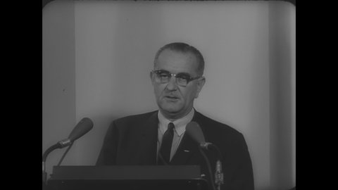CIRCA 1964 - LBJ gives a speech explaining that firmness in the Vietnam War is ultimately necessary for peace.