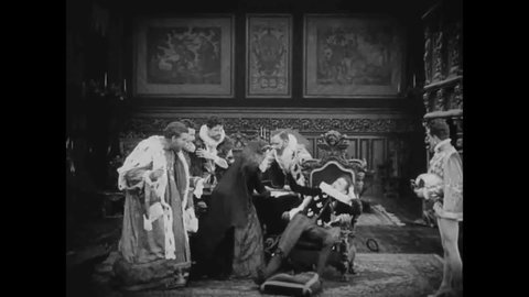 CIRCA 1916 - In this silent film, King Charles IX of France decides to allow a massacre of the Huguenots.