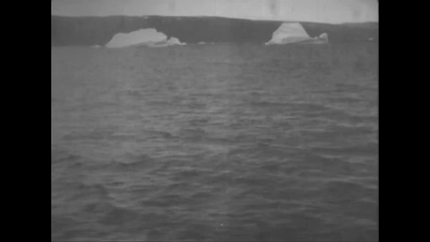 CIRCA 1925 - Scenic views from a schooner navigating ice floes in Greenland.