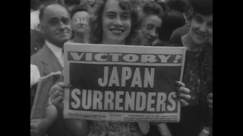 CIRCA 1945 - Huge crowds of civilians and servicemen take to the streets of Chicago, Seattle and New York City to celebrate the end of WWII.