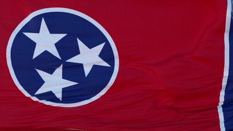 Flag of Tennessee state, region of the United States, waving at wind