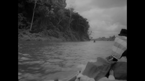 CIRCA 1939 - Guianians go boating and canoeing around the Salvation Islands.