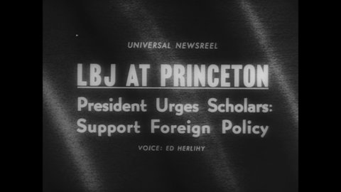 CIRCA 1966 - LBJ receives an honorary doctorate from Princeton University, and arrives to give a speech.