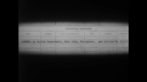 CIRCA 1936 - Single fingerprint files are searched at FBI headquarters.
