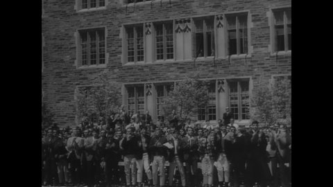 CIRCA 1966 - LBJ's speech on foreign policy in Vietnam is received well by students and faculty of Princeton University.