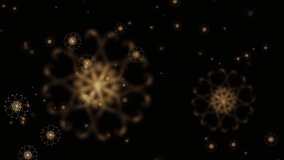 4K looping falling down glow gold digital snowflake on black background animation. gold snowflakes animation with blurred bokeh for winter snow, Christmas and New year background. Snow Snowfall  - Powered by Shutterstock - Get 15% off with code: PIKWIZARD15