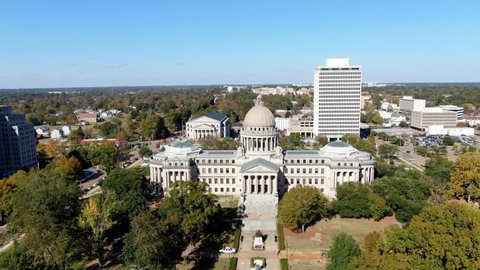Jackson, MS - November 2021: The Mississippi State Capitol Building in downtown Jackson, MS