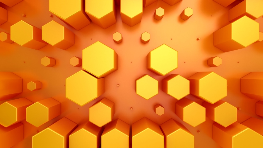 Background of Animated Hexagons. Abstract motion, loop, two color, 3d rendering, 4k resolution
