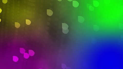 Abstract particles like leaves in neon rays travel through space at high speed. Close-up. Beautiful disco background. 3D. 4K. Isolated black background.