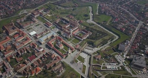 Aerial Shot Of Alba Carolina Citadel, Well-known Fortress In Alba Iulia, Romania.