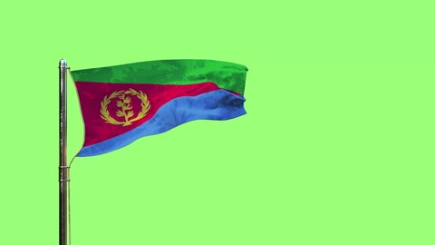 waving flag of Eritrea for memorial day on chroma key screen, isolated