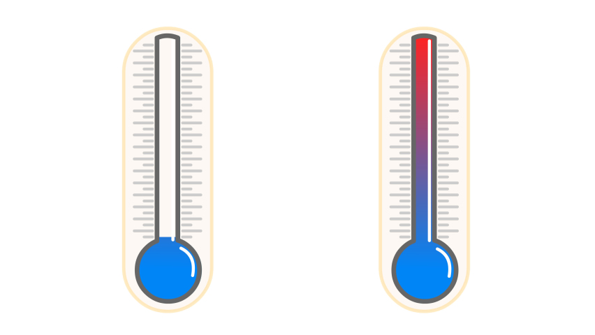 Thermometer animation set. Degrees of temperature gradually increasing from hot to cold, red to blue. Mercury glass thermometer. Liquid, room thermo meter. Draw 2D animated footage video Royalty-Free Stock Footage #1083671230