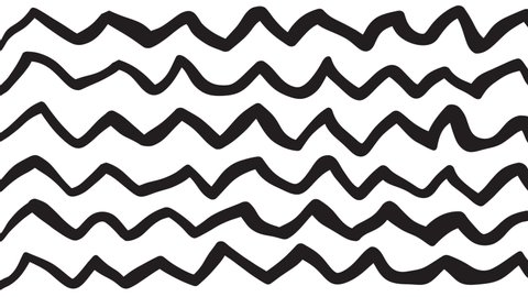 Abstract hand drawn wave lines on white background. Cartoon cute element in trendy vintage stop motion style. Seamless loop doodle sketch animation for creative design project.