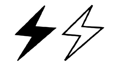 Abstract hand drawn lightning on white background. Cartoon cute element in trendy vintage stop motion style. Seamless loop doodle sketch animation for creative design project.