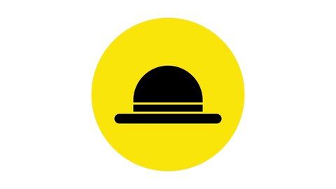 Black Clown hat icon isolated on white background. Bowler hat. 4K Video motion graphic animation .