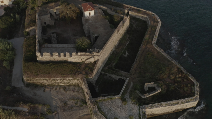Drone flight above the Pantocrator Castle in preveza in greece 01