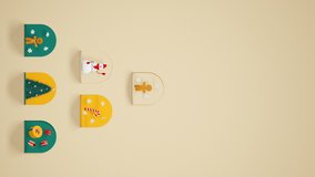 Christmas and new year beige background with animated multiple holiday icons. 3d rendering, seamless looping, vertical, blank space for text - Powered by Shutterstock - Get 15% off with code: PIKWIZARD15