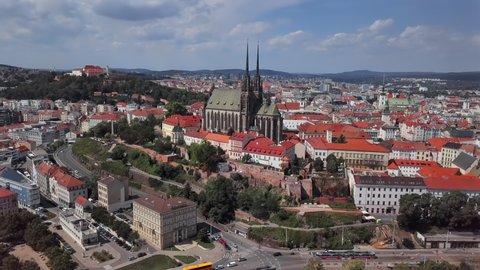 Flight around of Cathedral of St. Peter and Paul and old town Brno, South Moravia, Czech Republic. 2.5x speeded up from 24 fps.