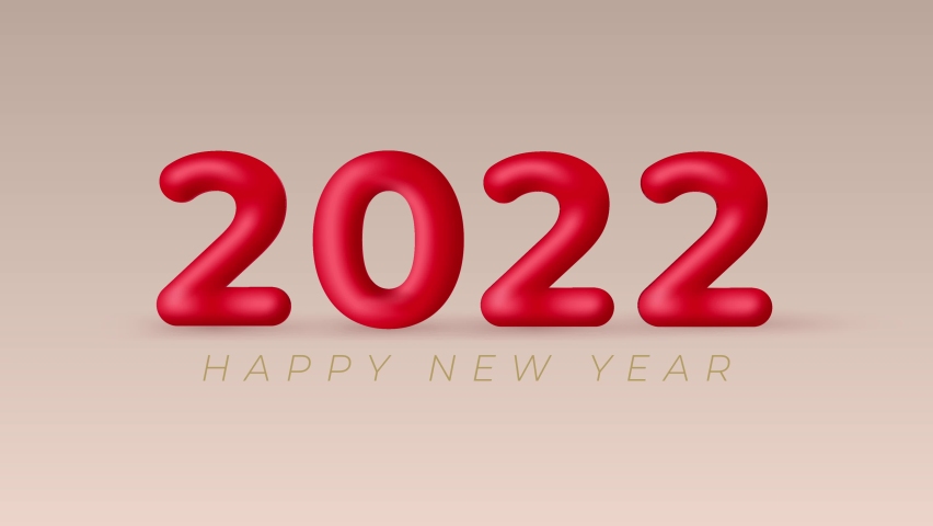 Happy New Year. 3D red color 2022 number spinning on golden background with message Happy New Year. New Year celebration concept. 4K animation.  | Shutterstock HD Video #1083703789