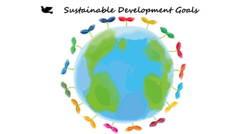 sustainable development goals image watercolor earth(southern) and sprout animation
