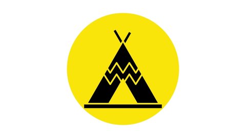 Black Traditional indian teepee or wigwam icon isolated on white background. Indian tent. 4K Video motion graphic animation .