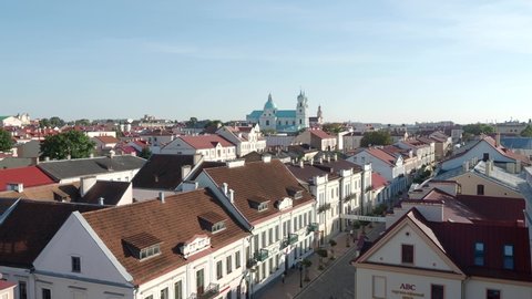 GRODNO - JUL 01: Panoramic view an old part of Grodno or Hrodna town, July 01. 2021 in Belarus