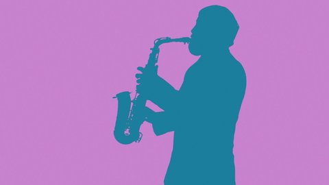 Musician Playing Saxophone Colorful Silhouette