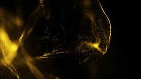 Gold Particles Moving Background. fast energy flying wave line with flash lights. Particle from below. Particle gold dust flickering on black background. Abstract Footage background for text. - Powered by Shutterstock - Get 15% off with code: PIKWIZARD15