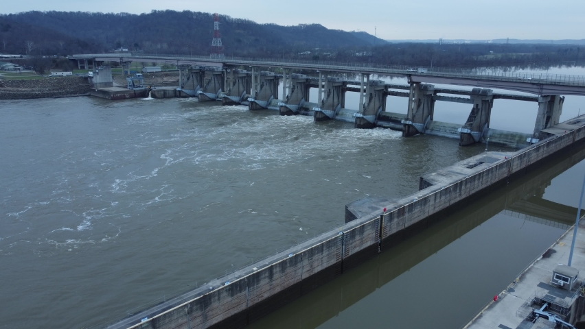 Greenup Locks  Dam - Aerial Video
