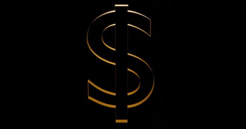 3d dolar gold animation black background