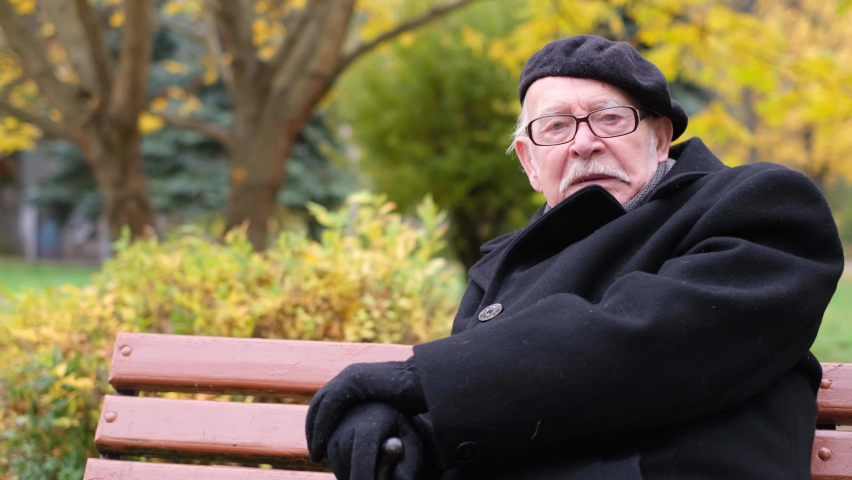 Anxious mature senior man who feels lonely, pensive, depressed, upset old widower | Shutterstock HD Video #1083763465