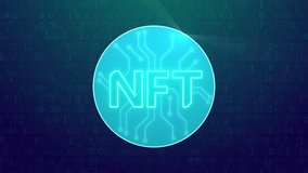 NFT crypto art concept, abstract blockchain technology animation, binary code, non fungible token of unique collectibles, digital artwork. 3d animated background, cryptocurrency digital money - Powered by Shutterstock - Get 15% off with code: PIKWIZARD15