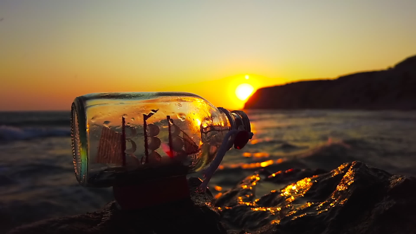 A Ship in a Bottle at Sunset, Kos Island, Greece