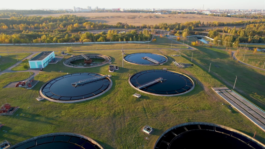 Sewage Treatment Plant. Wastewater Treatment Water Use. Filtration Effluent and Waste Water. Industrial Solutions for Sewerage Water Treatment and Recycled. | Shutterstock HD Video #1083773401