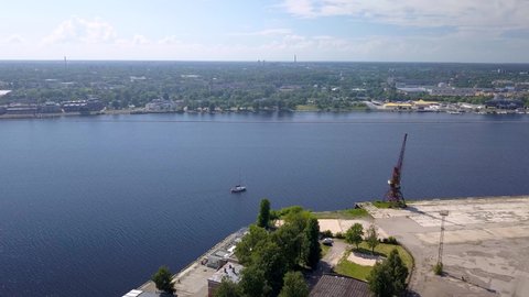Aerial shot in summer day Daugava