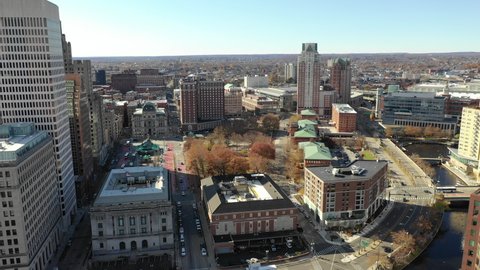 Aerial video 4K downtown Providence Rhode Island
