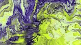 Colorful abstract liquid marble texture, fluid art. Very nice abstract green and purple design swirl background Video.
