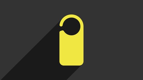 Yellow Please do not disturb icon isolated on grey background. Hotel Door Hanger Tags. 4K Video motion graphic animation.
