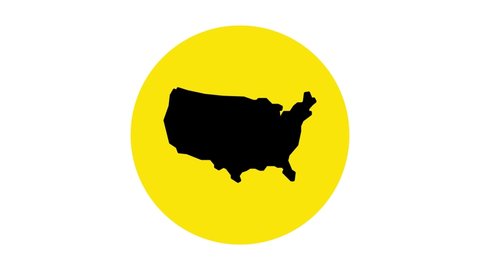 Black USA map icon isolated on white background. Map of the United States of America. 4K Video motion graphic animation.