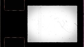 8mm Film Frame 4K with Sprocket Hole and Noise, Dust, Hair, Scratches on Old Damaged Film Seamless Texture. Animated Only Perforation Frame is Motionless. Tape Loop. Opacity or Screen Mode Usage 