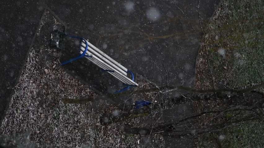 Slow motion falling white snow