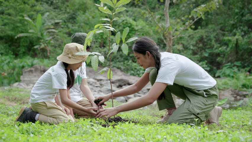 Children join as volunteers for reforestation, earth conservation activities to instill in children a sense of patience and sacrifice, doing good deeds and loving nature.
 | Shutterstock HD Video #1083816781