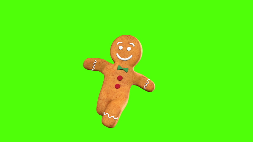 Gingerbread man Dancer 3D animation of funny, hot and sweet cookie boys dancing for holiday and kid event, show, VJ, party, music, website, banner, dvd. Green screen Royalty-Free Stock Footage #1083819409