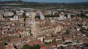Xativa ,Valencia, Spain, Europe Aerial 4K video from drone to Spanish town of Jativa on background of Roman Catholic Basilica. (Series)


