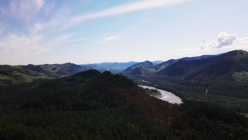 Calm and peaceful mountine view. Drone footage.