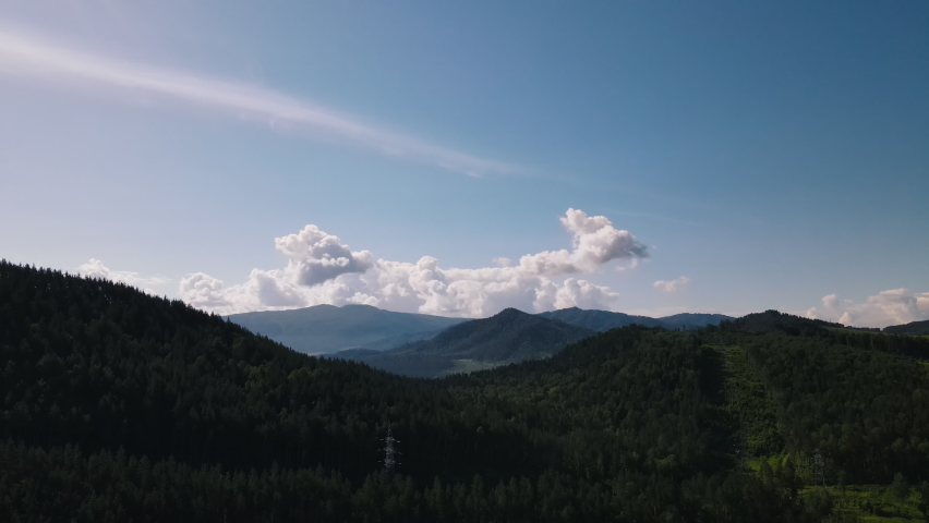 Calm and peaceful mountine view. Drone footage.